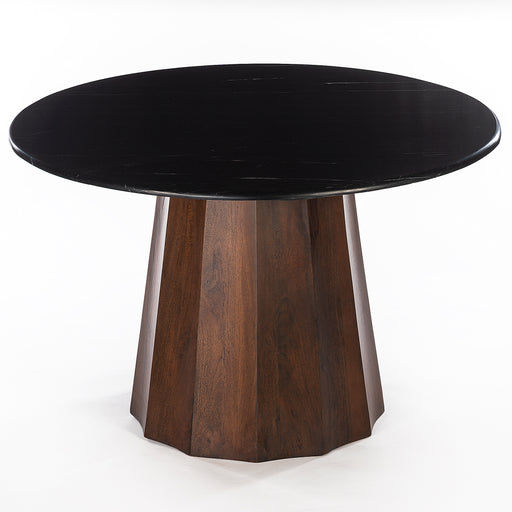 Lisbon 47" Black Marble Round Dining Table in Matte Brown - World Interiors