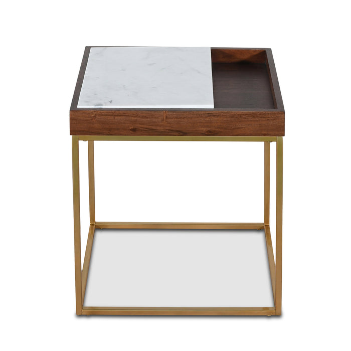 Aurora Modern Side Table in Walnut Brown - World Interiors
