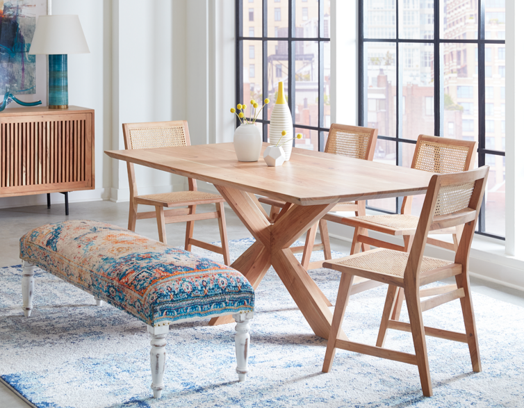 Stockholm Natural Acacia Wood Dining Table - World Interiors
