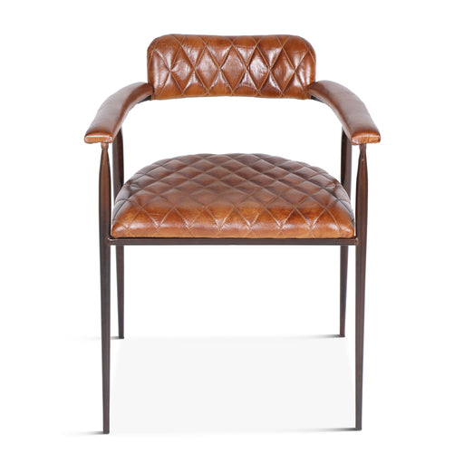 Hudson Diamond Stitched Leather Arm Chair - World Interiors