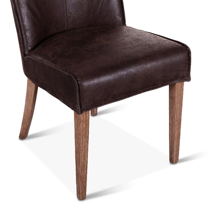 Avery Casual Leather Dining Chair in Cocoa Brown, Set of 2 - World Interiors