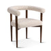 Ava White Bouclair Arm Chair Walnut Legs - World Interiors