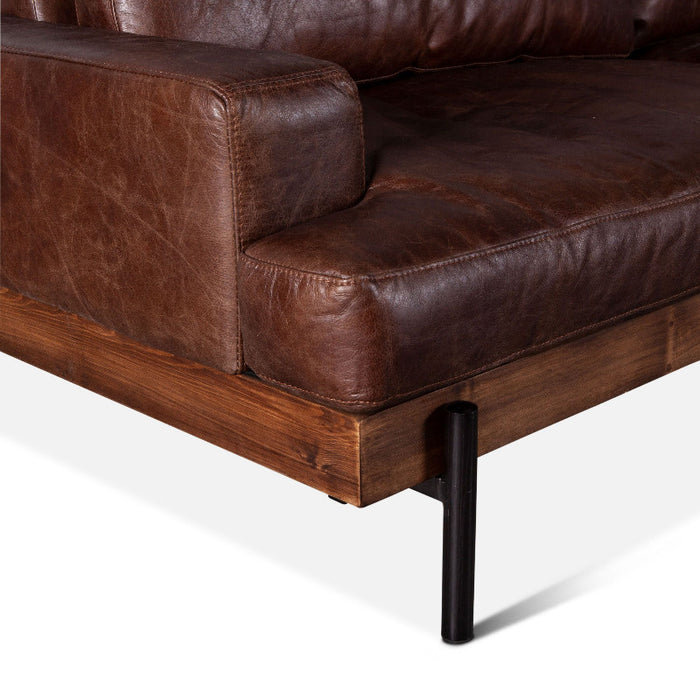 Chiavari Industrial Geisha Brown Leather Sofa - World Interiors