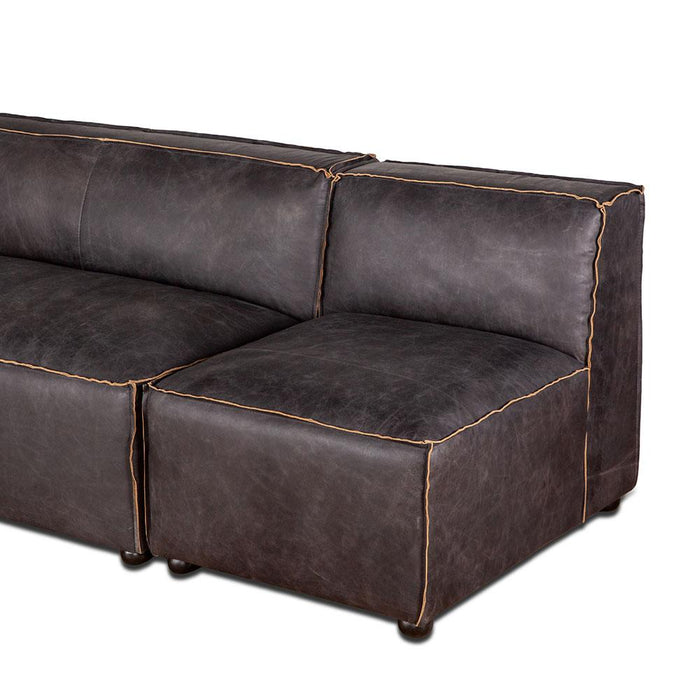 Chiavari Modular Sectional in Distressed Ebony Leather