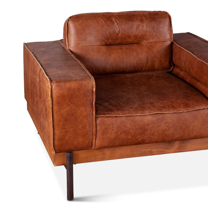 Chiavari Modern Cognac Leather Armchair - World Interiors