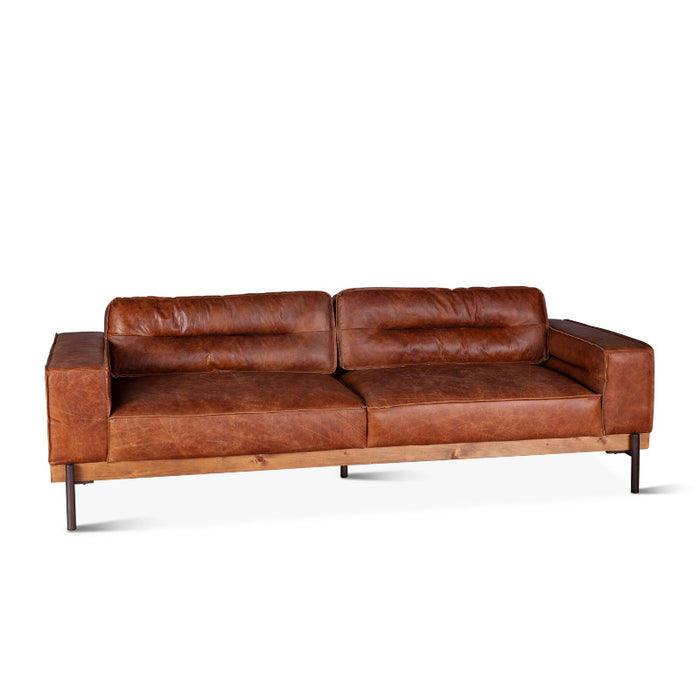 Chiavari Modern Cognac Leather Sofa - World Interiors