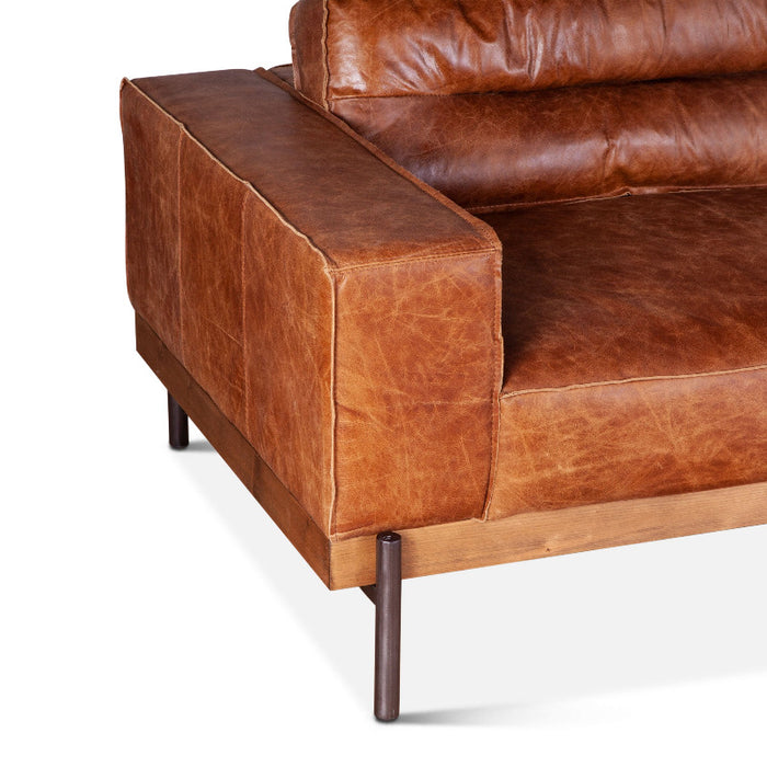 Chiavari Modern Cognac Leather Sofa - World Interiors