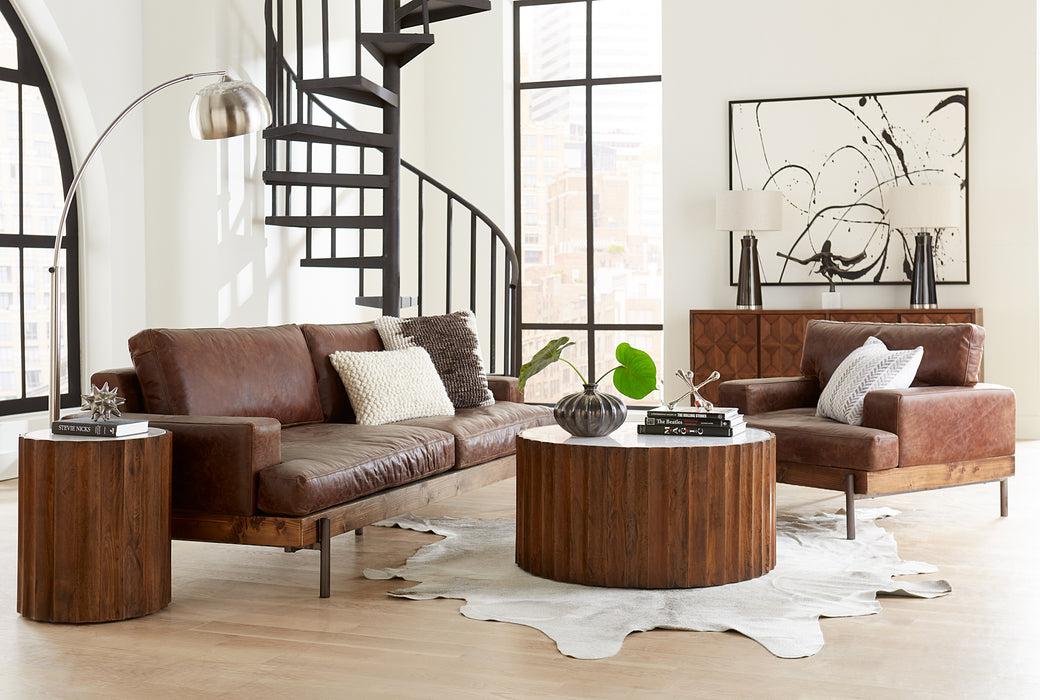 Chiavari Industrial Dover Brown Leather Armchair & Sofa - World Interiors