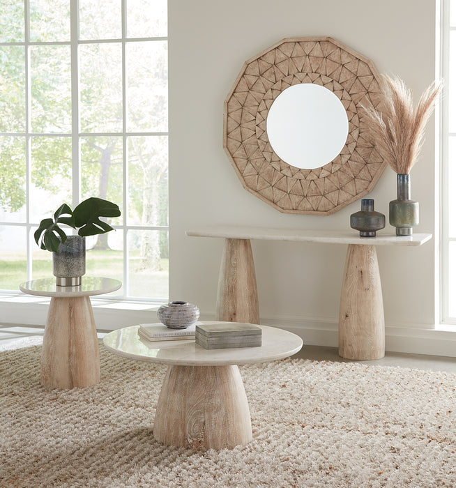 Palm Desert 36 White Marble Round Coffee Table — World Interiors