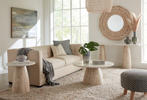 Palm Desert Vintage White Geometric Carved Mirror - World Interiors