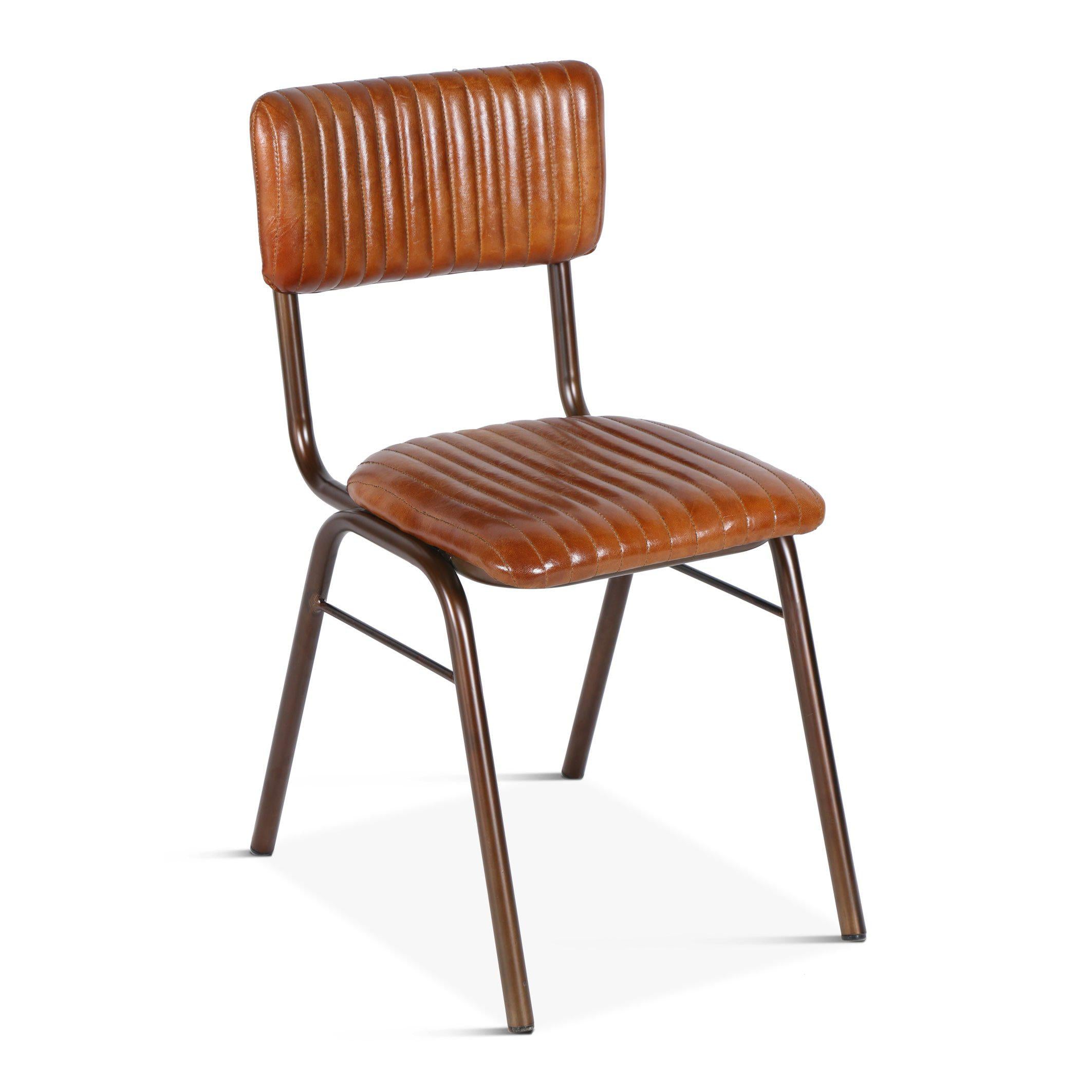 Hudson Stitched Leather Dining Chair - World Interiors