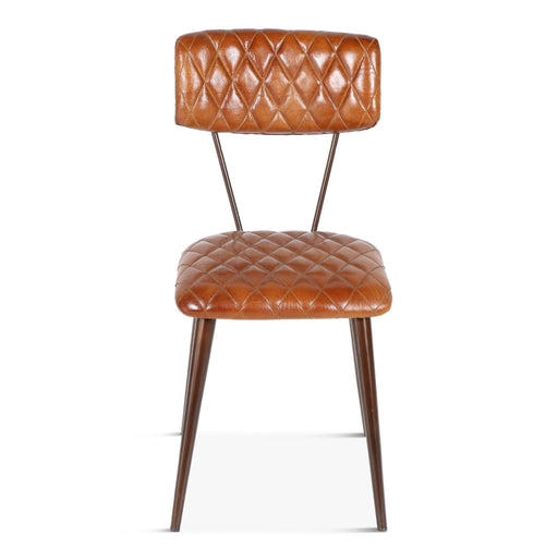 Hudson Diamond Stitched Leather Side Chairs - World Interiors
