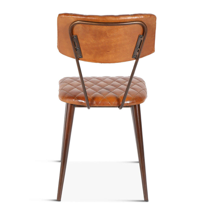 Hudson Diamond Stitched Leather Side Chairs - World Interiors