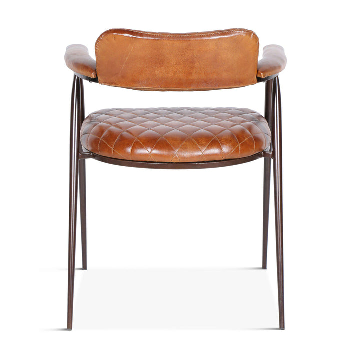 Hudson Diamond Stitched Leather Chair - World Interiors