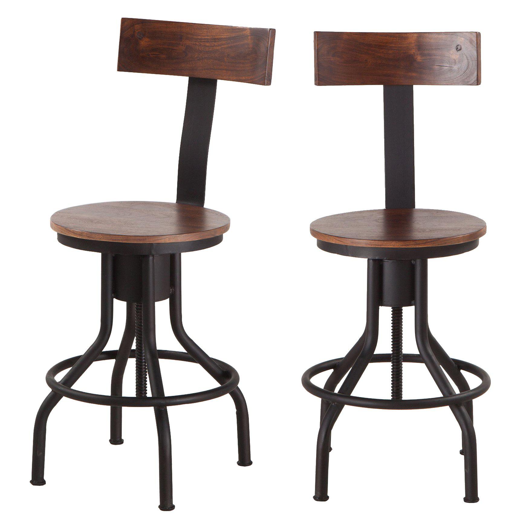 Amici Acacia Wood Adjustable Height Barstool - World Interiors