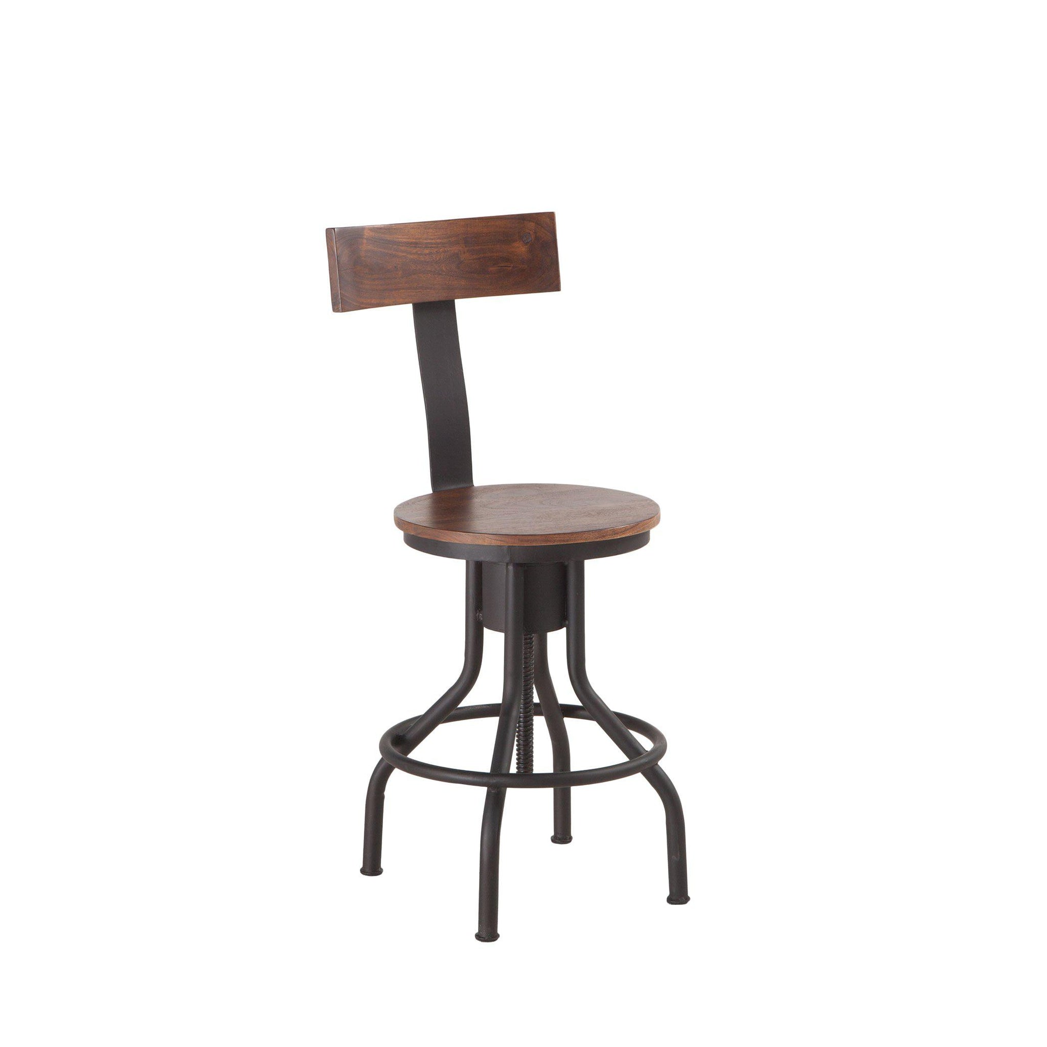 Amici Acacia Wood Adjustable Height Barstool - World Interiors