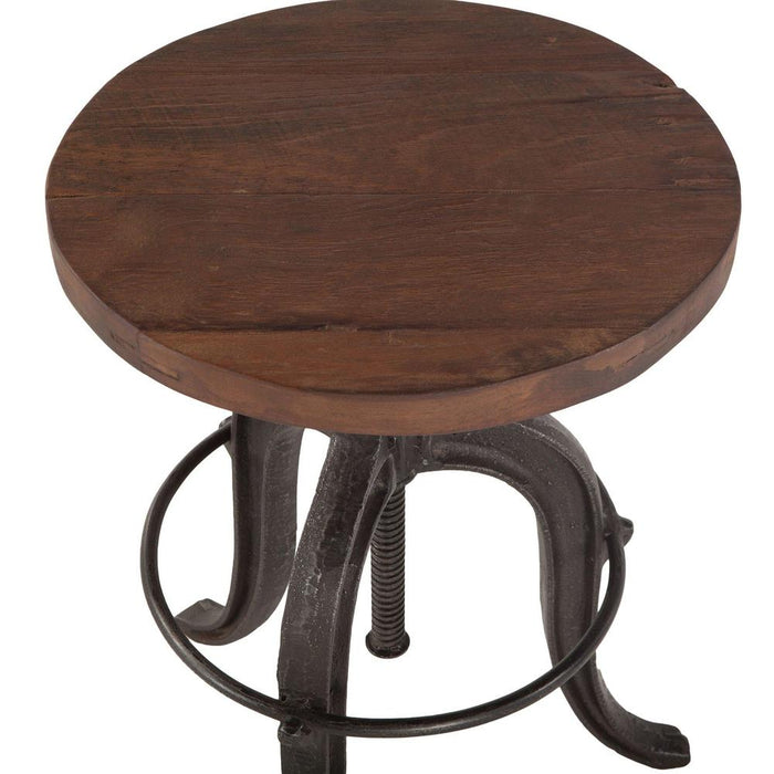 Paxton Rustic Industrial Adjusting Stool in Walnut - World Interiors