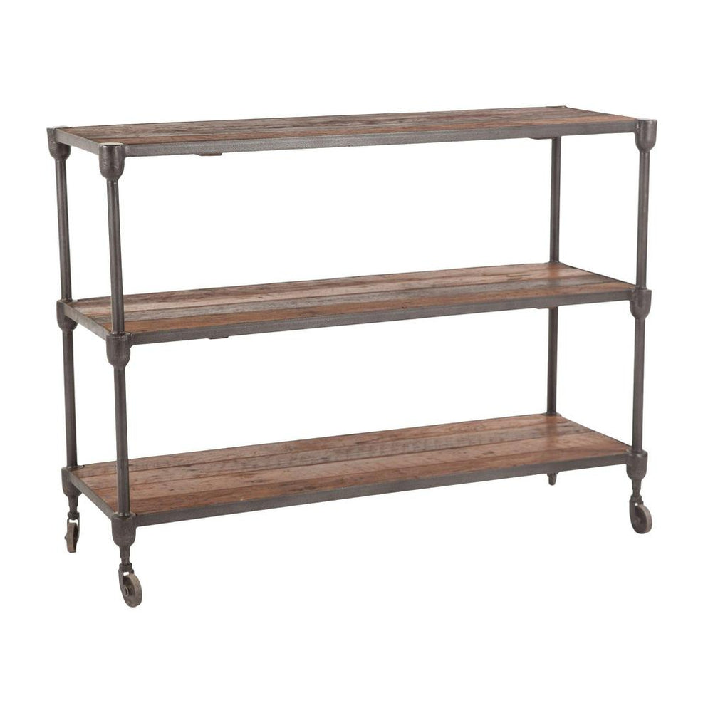 Paxton Rustic Industrial Rolling Console Table — World Interiors