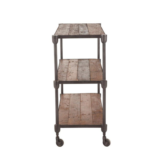 Paxton Rustic Industrial Rolling Console Table - World Interiors