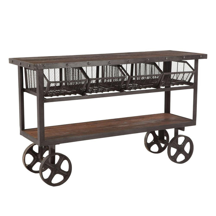 Paxton Rustic Industrial 60" Rolling Utility Cart - World Interiors