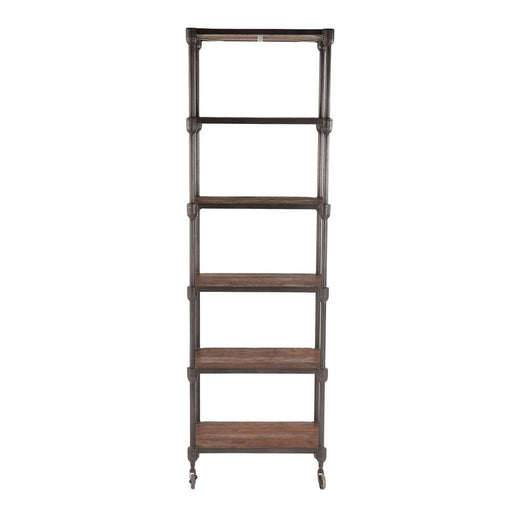Paxton Rustic Industrial Rolling Bookcase - World Interiors