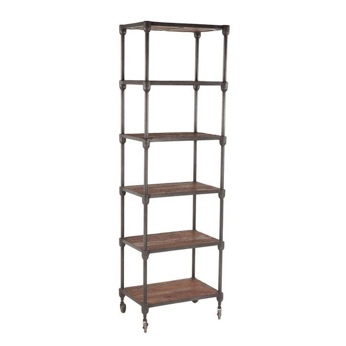 Paxton Rustic Industrial Rolling Bookcase - World Interiors