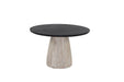 Palm Desert Natural Dining Marble Table with Washed Wood Base - World Interiors